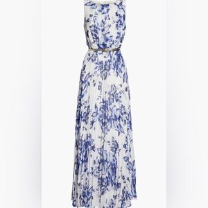 Eliza J Pleated Floral Chiffon Maxi Dress